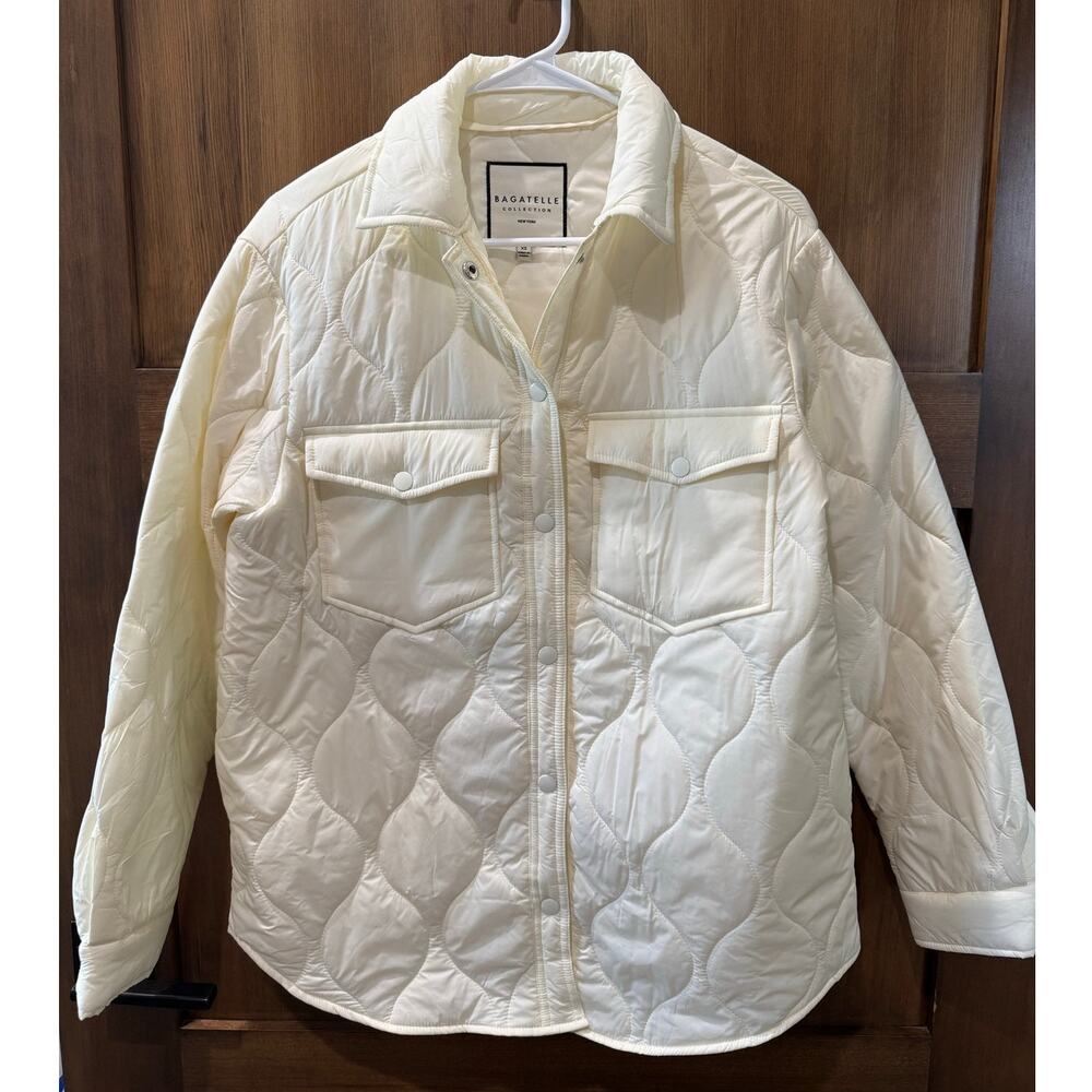 Bagatelle Cream Puffer Shirt Jacket with Quilted Design Size XS Super Soft!